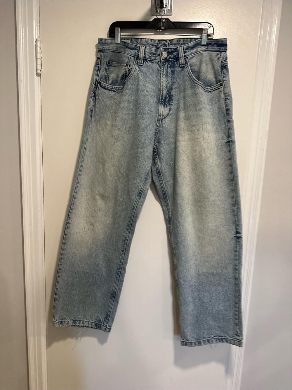 NWOT Zara Barrel Wide Leg Denim Sz:32 Light Wash Jeans Blue High Rise Streetwear